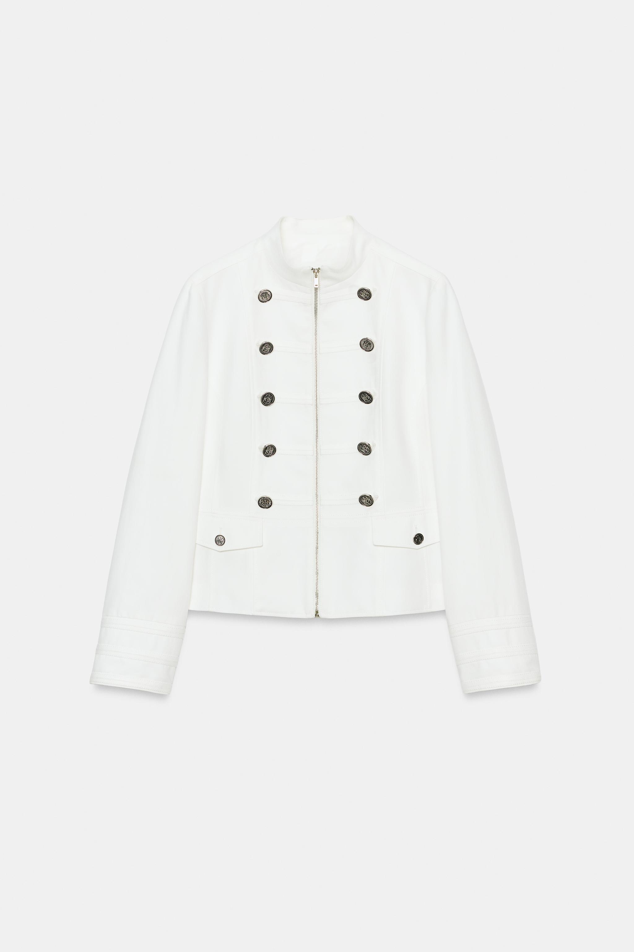 BUTTONED HIGH NECK BLAZER